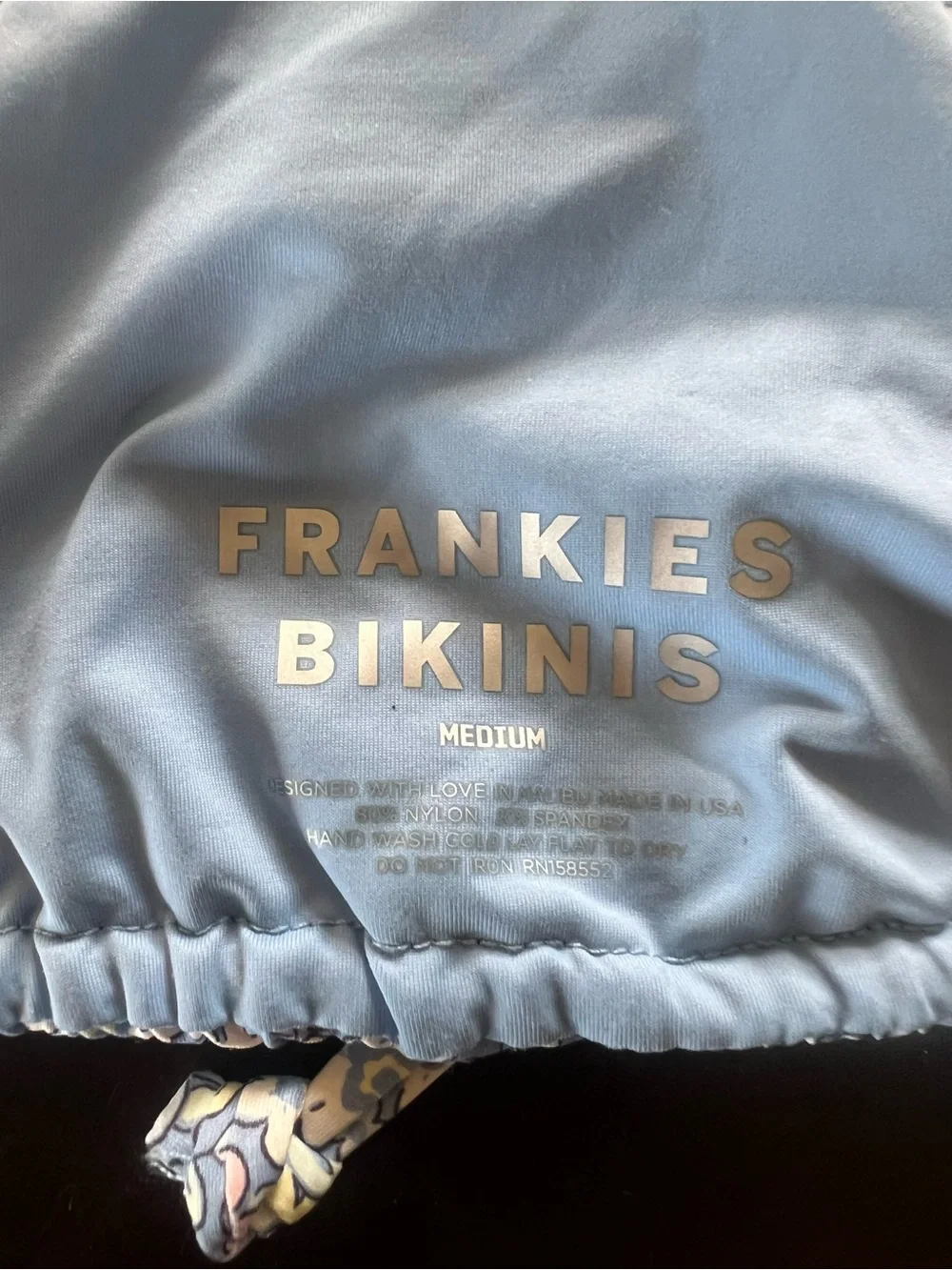 Frankie's Bikinis Blue Floral Triangle Bikini Top